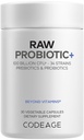 Codeage Raw Probiótico+ Suplemento - 34 Probiótico Strains, 100 bilhões de UFC, crus alimentos inteiros Probióticos, enzimas digestivas, frutas cruas e vegetais Prebióticos - Wild Kefir Cultura - Não-GMO - 30 Cápsulas