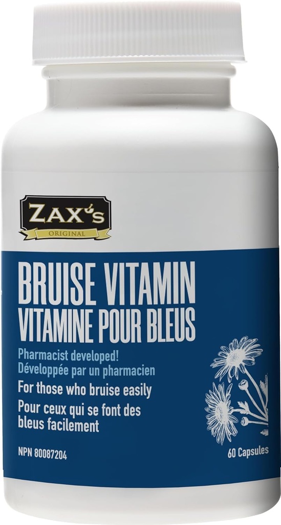 ZAX's Bruise Vitamina Pharmacist Desenvolvido Suplementos de contusões Potent Bruising Swelling Redutor, Zinc, Vitamina K, D3, Ácido Ascórbico, Citrus Bioflavonoids, 60 Caps, Combine Arnica Bruise Cream