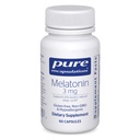 Encapsulamentos puros Melatonina 3 mg - Suplemento antioxidante para apoiar o sono natural e alívio da insônia ocasional - para suporte natural do sono* - 60 Cápsulas