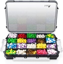 Fullicon Organizador de comprimidos extra grande com projeto de prova de umidade, caixa de pílulas Jumbo de viagem com 20 compartimentos, organizador de suplemento para vitaminas com 3 fivelas seguras (preto)