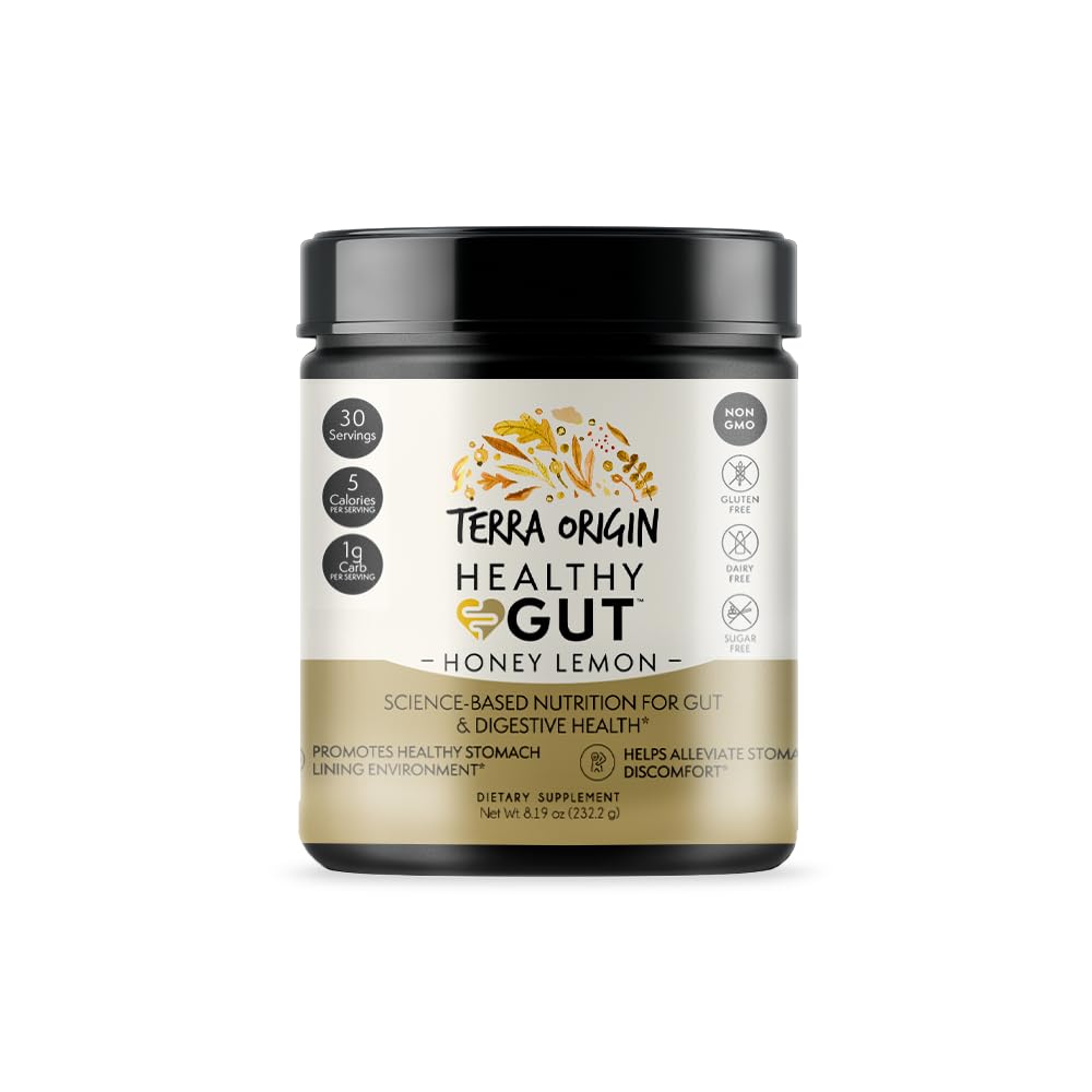 TERRA ORIGIN Pó de Gut Saudável (Lemão doce) ou 30-Servições com L-Glutamina, Zinco, Glucosamina, Slippery Elm Bark e Mais!
