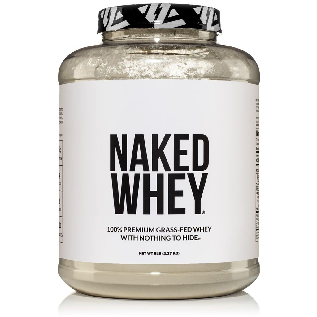 WHEY NAKED 5LB 100% grama alimentado sem sabor Whey Protein Powder - Apenas 1 Ingrediente, sem desnaturação - Sem OGM, soja ou glúten - Sem conservantes - Promova o crescimento muscular e recuperação - 76 Servings