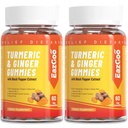 Gummies de curcumina açafrão 500mg para adultos, com pimenta preta, raiz de gengibre, vitamina C, gomas de fruta de baixo açúcar, sabor laranja - 120 Condes