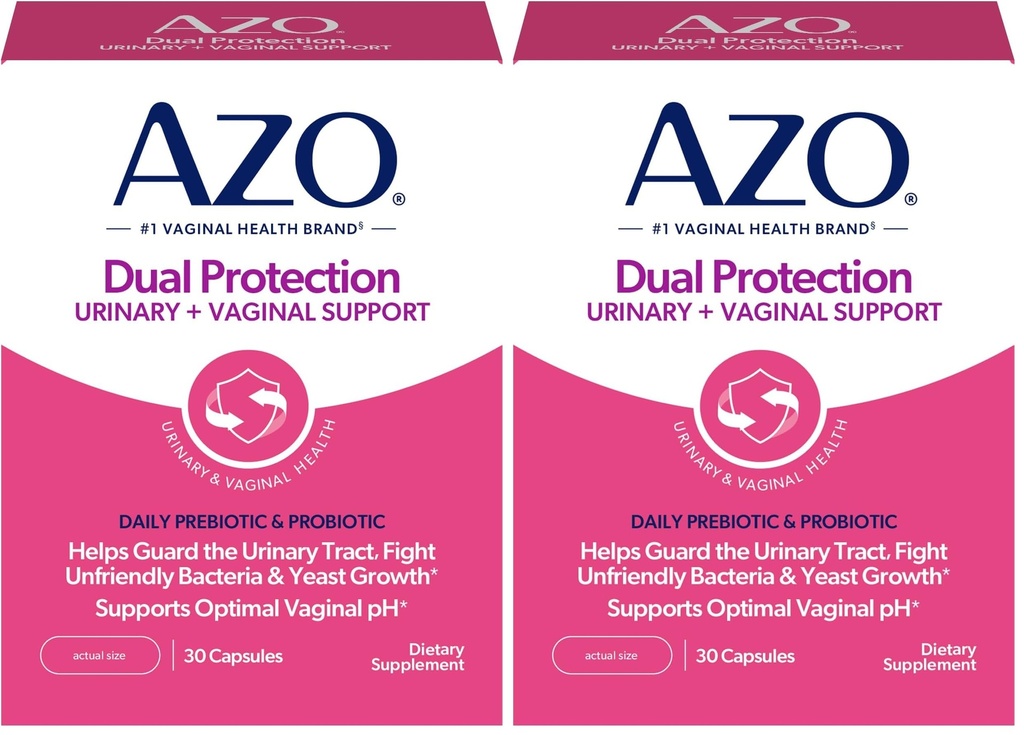 AZO Dual Protection (Urinary + Suporte Vaginal) * Prebiótico mais Probiótico Clinicamente Proved Women's Probiotic (Comece a trabalhar dentro de 24 horas) Não-GMO