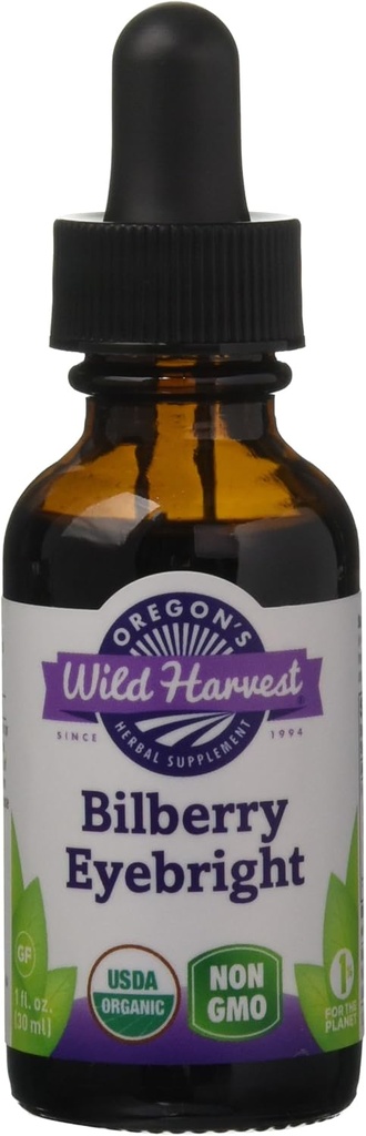 Oregon's Wild Harvest Bilberry Eyebright Extract Orgânico, 1 Onça Fluída