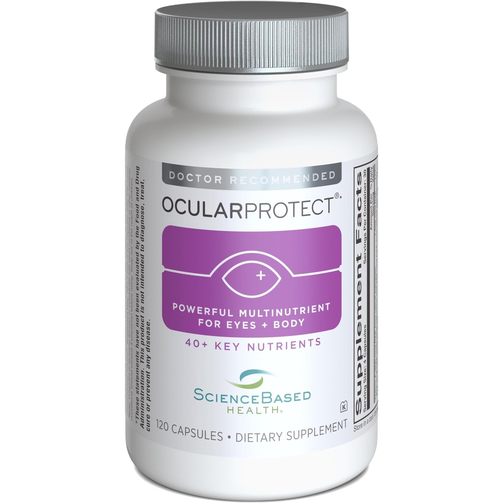 Saúde Baseada em Ciência OcularProtect – Multivitamina diária com suporte avançado de saúde ocular – 40+ Nutrientes chave com Lutein, Zeaxanthin, Turmeric & Quercetin – Imune & Antioxidant Support