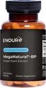MegaNatural BP, Suplementos de Extrato de Sementes de Uva com Extrato de Sementes de Uva da Califórnia de liberação sustentada Suplementos de Ervas para Absorção Otimizada e Suporta Energia, 150 mg, 120 comprimidos