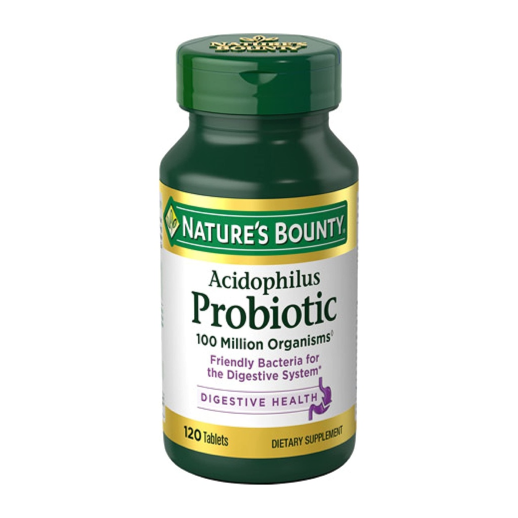 Bounty Lactobacillus Acidophilus Probiótico Supplement - Probiótico diário para mulheres/homens Saúde Digestiva, 100 milhões de organismos, vegetariano, 1 serviço por dia, 120 comprimidos