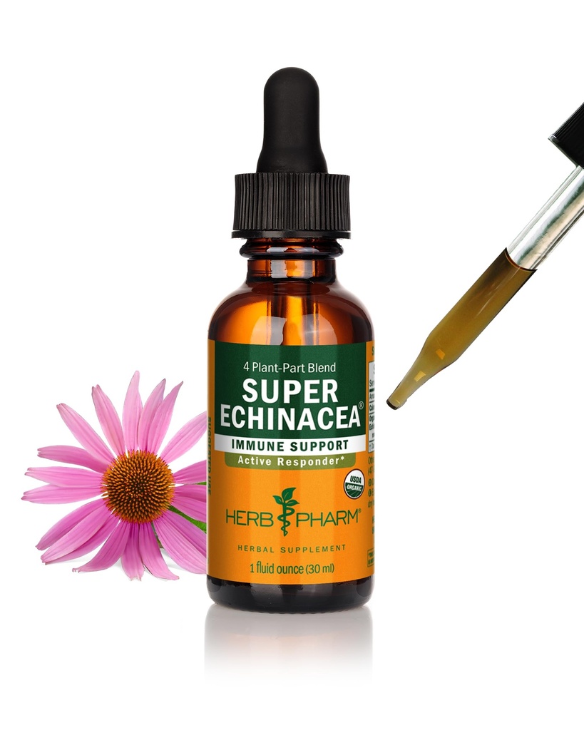 Herb Pharm Certified Organic Super Echinacea Liquid Extract for Active Imune System Support - 1 Onça (DSUPER01)
