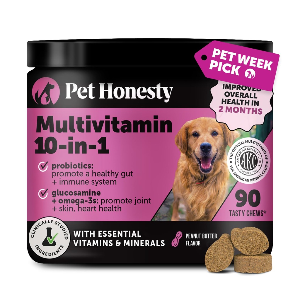 Suplemento de cão multivitamínico, condroitina de glucosamina para cães, probióticos, óleo de peixe Ômega, suplementos de cão e vitaminas, vitaminas para pele e revestimento Alergias, (Manteiga de amendoim 90 ct)