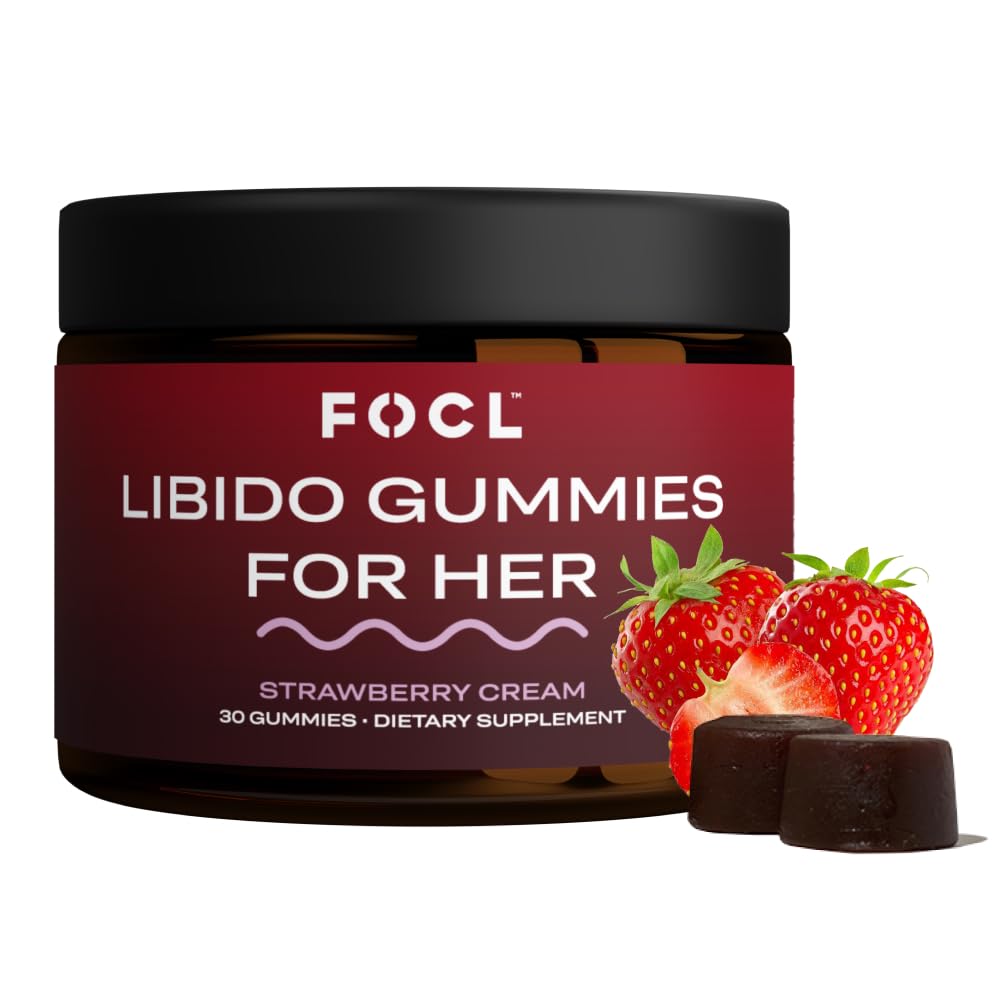 FOCL Female Libido Booster for Women - Boost Desire, Arousal, Energy, Helps Promove Hormone Balance - Horny Goat Weed, Fenugreek & Green Tea (30 Gummies Strawberry Cream)