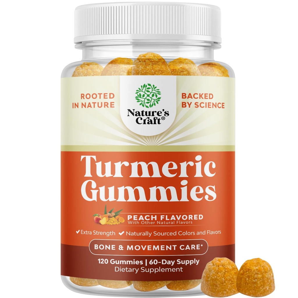 Gummies de açafrão para adultos Flavor de pêssego - Pastilhas de apoio conjunto de força extra com curcumina de açafrão com extrato de pimenta preta e gengibre - e Vitaminas de pêssego de gengibre para adultos