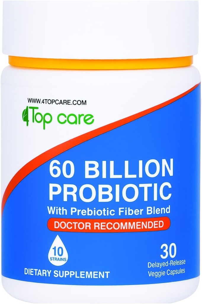 Probióticos 60 bilhões UFC - 10 Strains + Prebióticos orgânicos - Imune, Digestive & Gut Health - Suporta constipação ocasional, Diarréia, Gás e Bloating - para Mulheres e Homens - 30ct