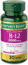 Vitamina B12 pela recompensa da natureza, suplemento dietético de dupla camada, liberação rápida e liberação estendida, apoia o metabolismo energético e saúde do sistema nervoso, 5000mcg, 30 comprimidos