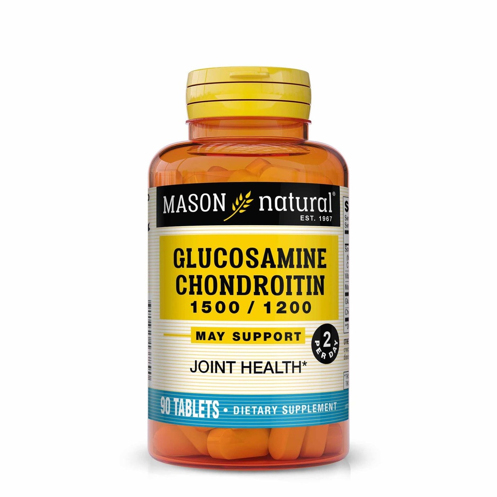 MASÃO NATURAL Glucosamina Condroitina 1500/1200 2 por dia com vitamina C - Suporta Saúde Conjunta, Maior Flexibilidade e Mobilidade*, 90 Cápsulas