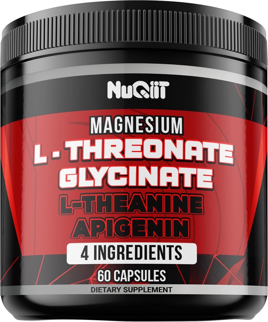 60 Cápsulas - Magnésio L-Treonato Cápsulas 500mg Glicenato de Magnésio 500mg L-Teanina 200mg & Apigenin 50mg - Benefícios Impressionantes para Suporte Mood Positivo, Sistema Imune, Saúde do Cérebro e Foco