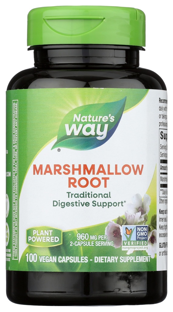 Maneira da natureza Marshmallow Root - Marshmallow Root Supplement for Traditional Digestive Soothing* - Gluten-Free, Dairy-Free & Vegan - Easy-Swallow Cápsulas - 100 Cápsulas (Packaging May Vary)