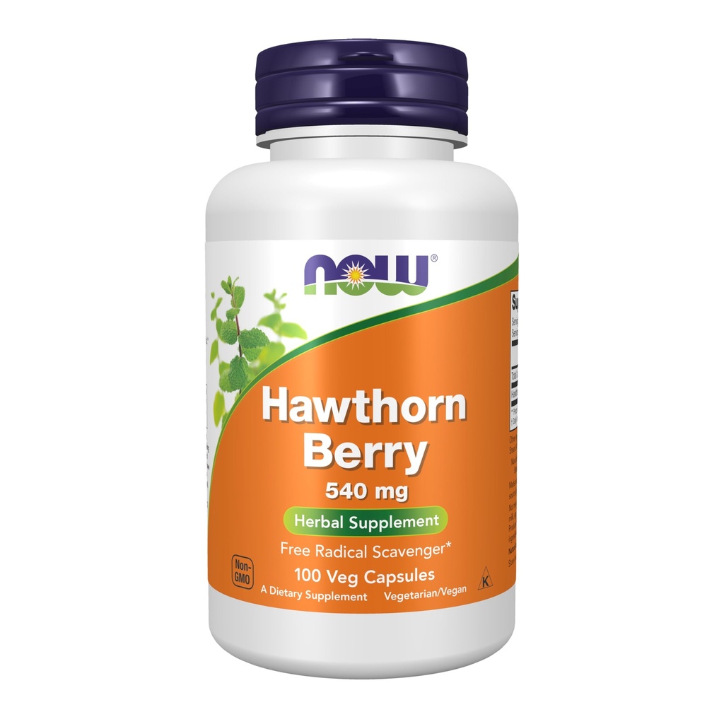 NOW Foods Supplements, Hawthorn Berry 540 mg, Free Radical Scavenger*, Herbal Supplement, 100 Veg Cápsulas