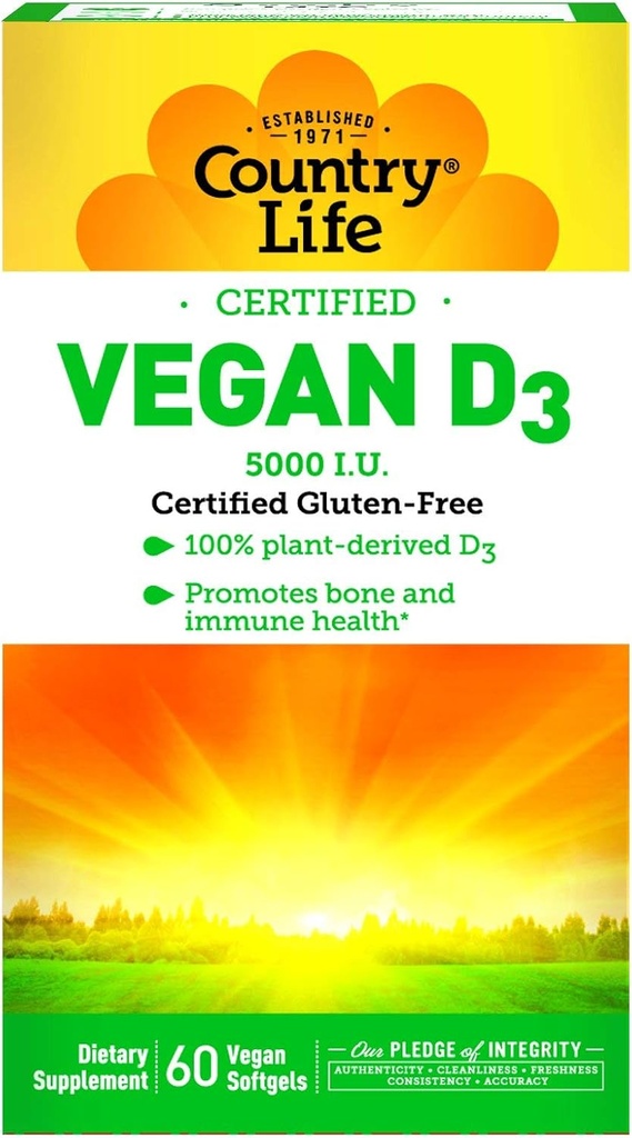 País Vida Vegan D3, 60 Contagem