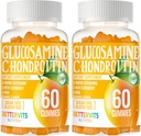 Glucosamina Condroitin Gummies com HSH & Elderberry Força Extra - Suporte Conjunto, Suplemento de Suporte Imune Antioxidante para Adultos, Homens e Mulheres120 gomas de laranja