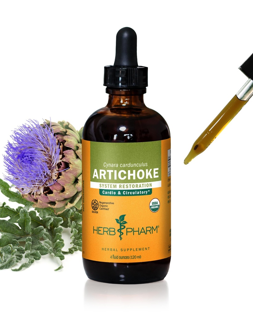 Herb Pharm certificado Alcachofra Orgânica Extrato Líquido para Apoio Cardiovascular e Circulatório - 4 Onça