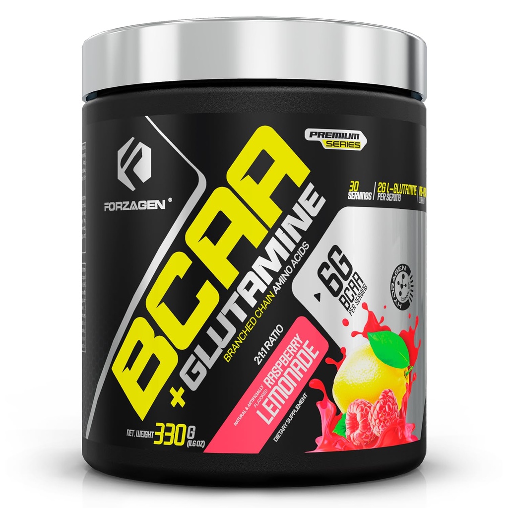 Forzagen BCAAS Aminoácidos Pó com Glutamina BCAA Pó, Ranched Chain Aminoácidos Suplementos Pó, BCAA Lean Energy Pré-treino - Pós-treino Músculo Recuperação Pó, 30 Servings