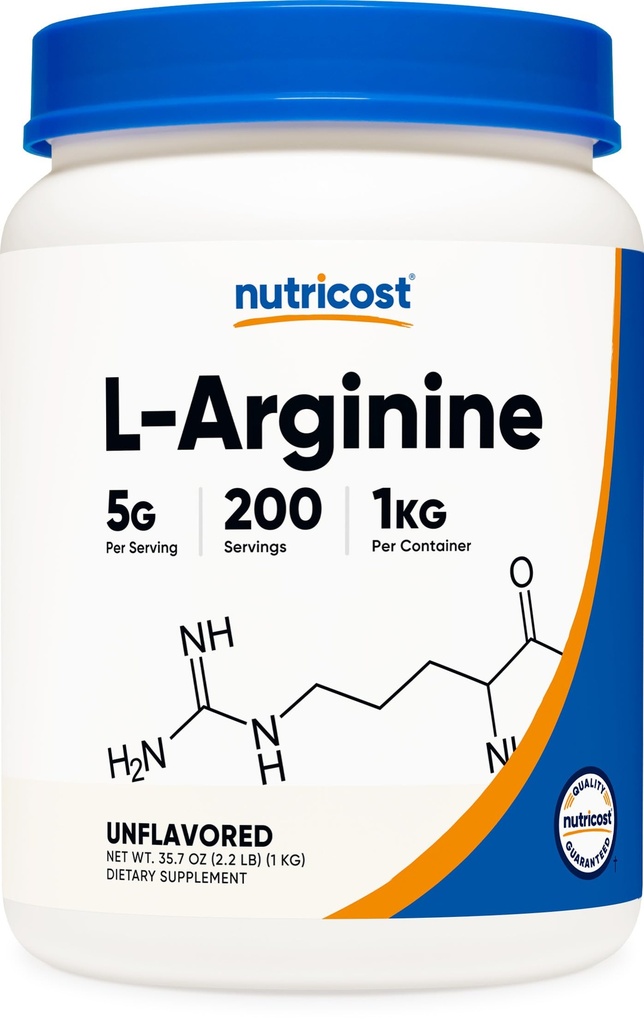Nutricost L-Arginina pó 1KG - L-Arginina pura, 5g por serviço