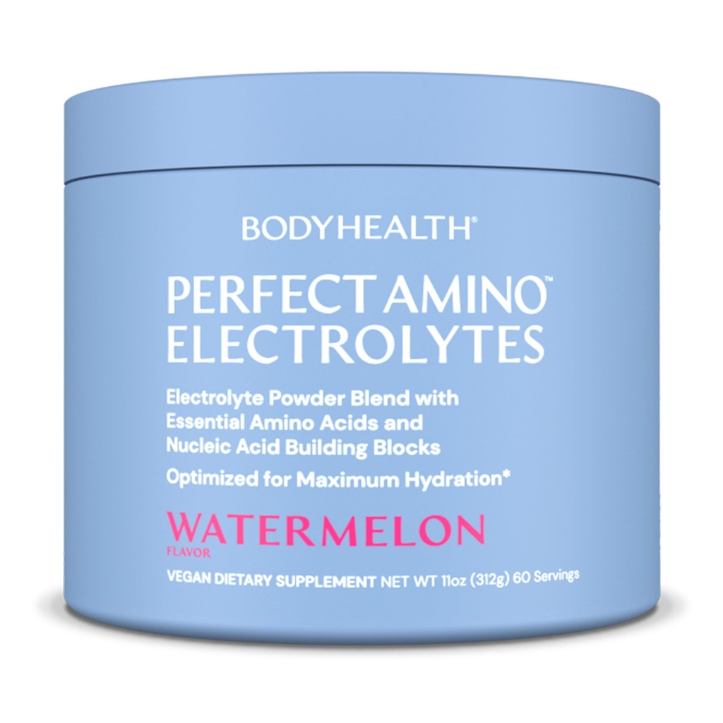 BodyHealth PerfectAmino Electrolytes Powder No Sugar, Keto Sugar Free Fasting Electrolytes Drink Mix, Hydration Powder with Trace Minerals - Melancia - 60 Servings