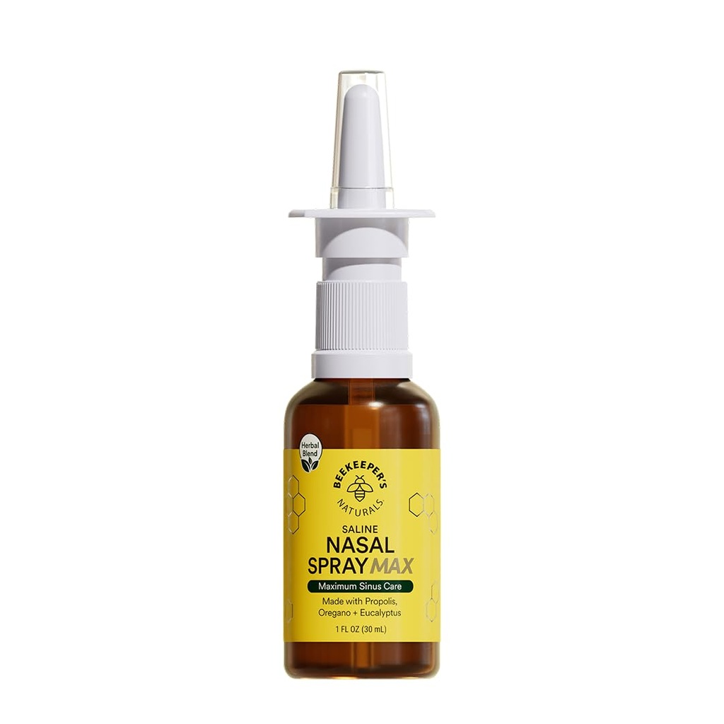 Naturals Propolis Nasal Rinse Spray Max, Alívio para Adultos w/Eucalyptus, Orégano & Saline, Clears Congestion nasal, Hidrata Canal do Sino, & Decongestiona Cavidades Sinus, 1 fl oz