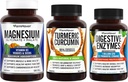 Complexo de Magnésio FarmHaven Glycinate & Malate w/Vitamin D3 & Curcumina Turmérica com Pimenta Negra BioPerine & Enzimas Digestivas com 18 Probióticos & Ervas