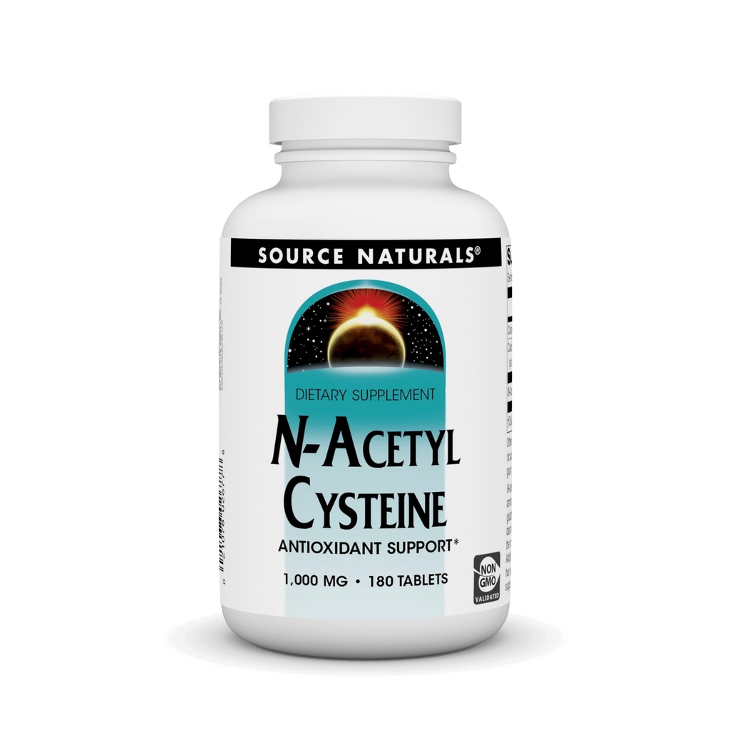 Fonte Naturals N-Acetil Cysteine Antioxidant Support, Suplemento Alimentar que Suporta Saúde Respiratória*, 1.000 mg - 180 Comprimidos