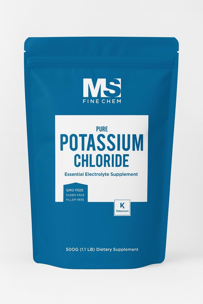Pó de cloreto de potássio - 500 gramas - 1,1 lb - Pó de suplemento de potássio, substituto de sal de cloreto de potássio, sal de potássio - sem glúten, 200mg por serviço