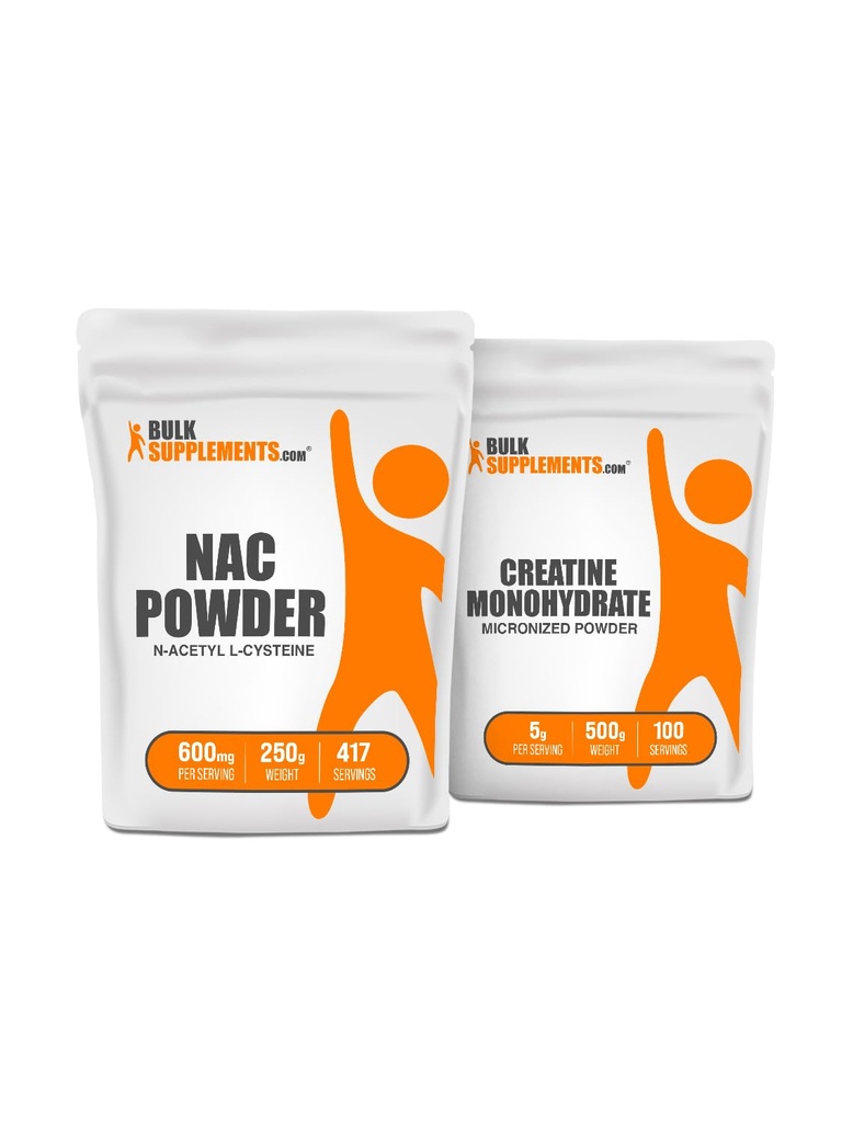 BulkSuplementos NAC (N-Acetil L-Cysteine) 250g + Creatina 500g Bundle