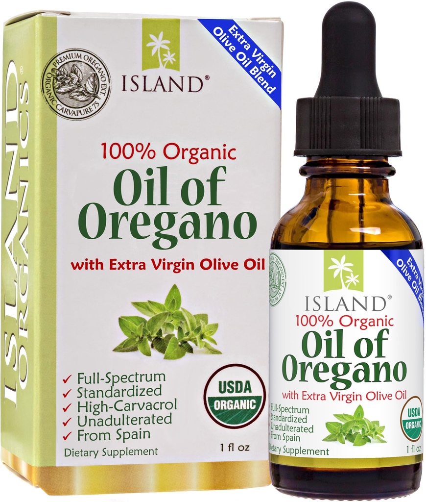 Óleo de Orégano Orgânico Liquid Drops (1 fl oz) - Mistura de Óleo Oregano Orgânico & Azeite, cultivado em Espanha