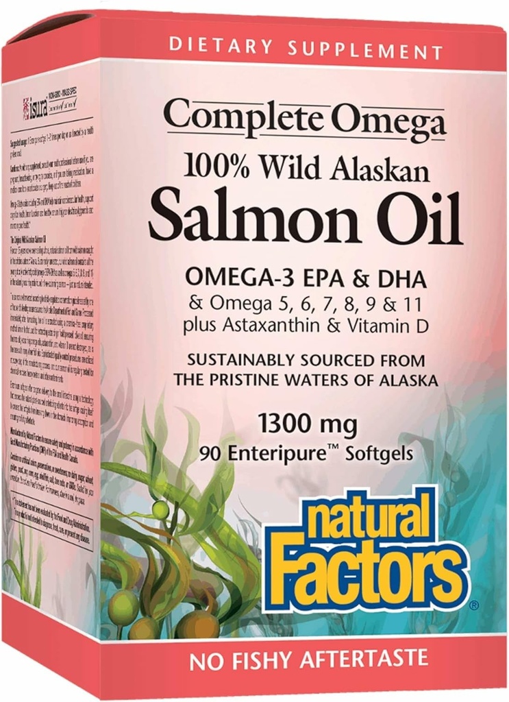 FATORES NATURAIS Óleo de Salmão de Alask Selvagem, 90 CT