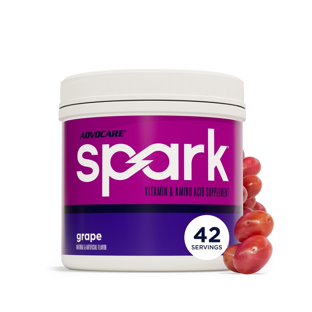 Advocare Spark - Energy Drink Mix - Suplemento de Vitamina e Aminoácido - Suporta Energia e Foco - Suporte Imune Portátil - Sem Açúcar - Uva (10,5
