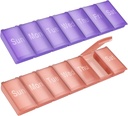 Organizador de comprimidos semanal,2 pacote grande caixa diária de pílulas de vitamina,Portable Travel Friendly 7 Day Containers Medicine Holder,Handbag Outdoor Camping pequeno caso de pílulas para suplementos Fish Oill