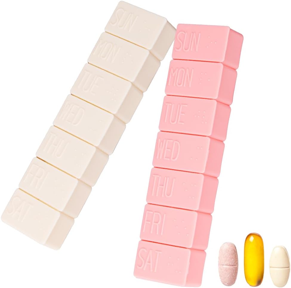 sanderala 2Pack Organizador de comprimidos semanal,Extra grandes 7 dias casos de pílulas de viagem caixa diária de pílulas para óleo de peixe, suplementos de comprimidos de cálcio e outros comprimidos de vitamina
