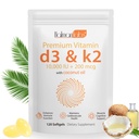 Newseel Vitamina D3 K2 Cápsulas, D3 & K2 Suplemento Vitamina, Vitamina D3 e K2, Suplemento D3, Replena K2 D3 Óleo de coco Softgels (120)