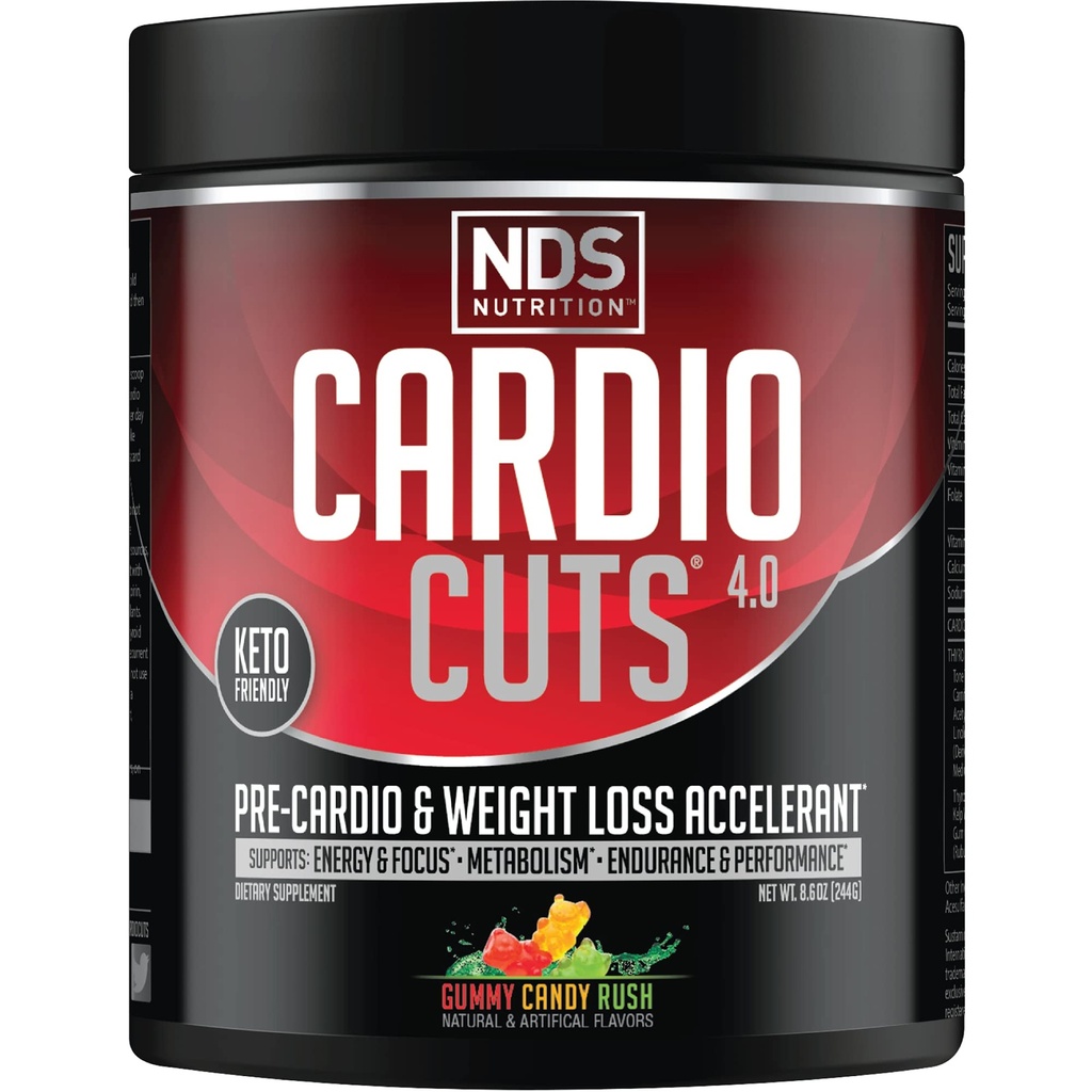 NDS Nutrition 4.0 Pre Treino Suplemento - Perda de Peso Avançada e Fórmula Pré Cardio com L-Carnitina, CLA, MCTs, L-Glutamina e Óleo de Safflower - Gummy Rush (40 Servings)