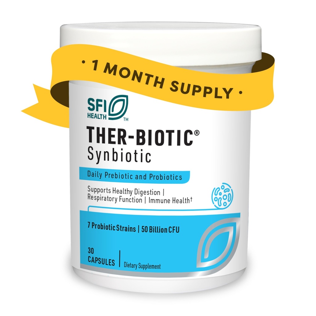 Klaire Labs SFI Health Ther-Biotic Synbiotic Prebióticos & Probióticos para Mulheres e Homens - Probiótico diário com baixo FODMAP Prebiótico - Gut, Immune, Respiratory & Digestive Health Support (30 Cápsulas)