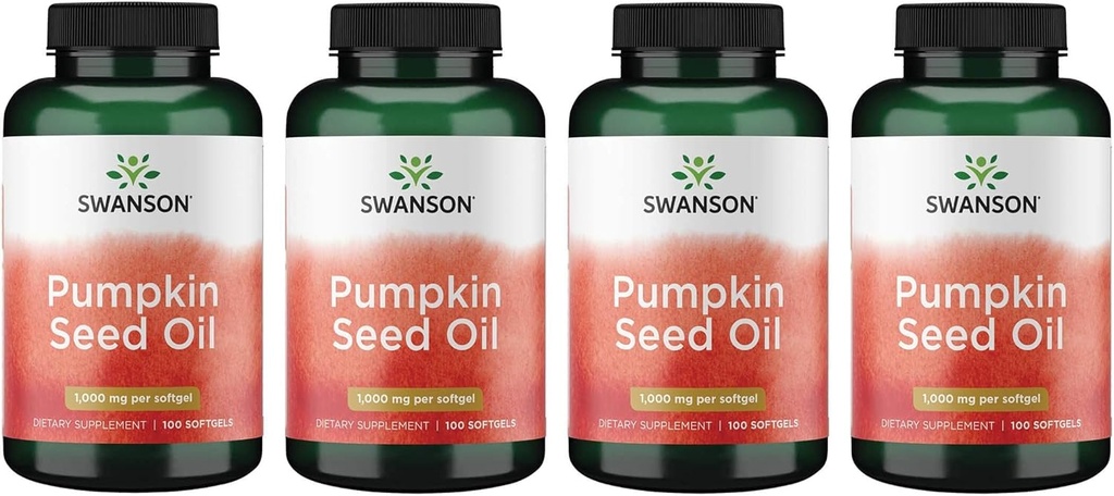 Swanson Pumpkin Seed Oil - EFAs de alta biodisponibilidade - (100 cápsulas Softgel, 1000mg cada) 4 Pack