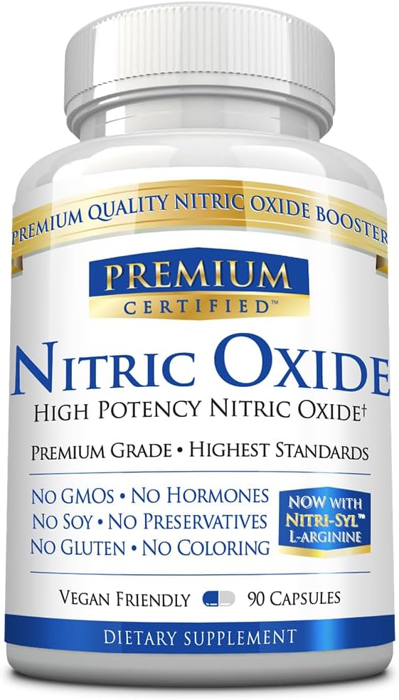 Óxido Nitrico Premium - 1680 mg L-arginina Mistura, AAKG, AKIC, Mono & Malate - Vegan Friendly - 90 Cápsulas - 1 Mês de Fornecimento