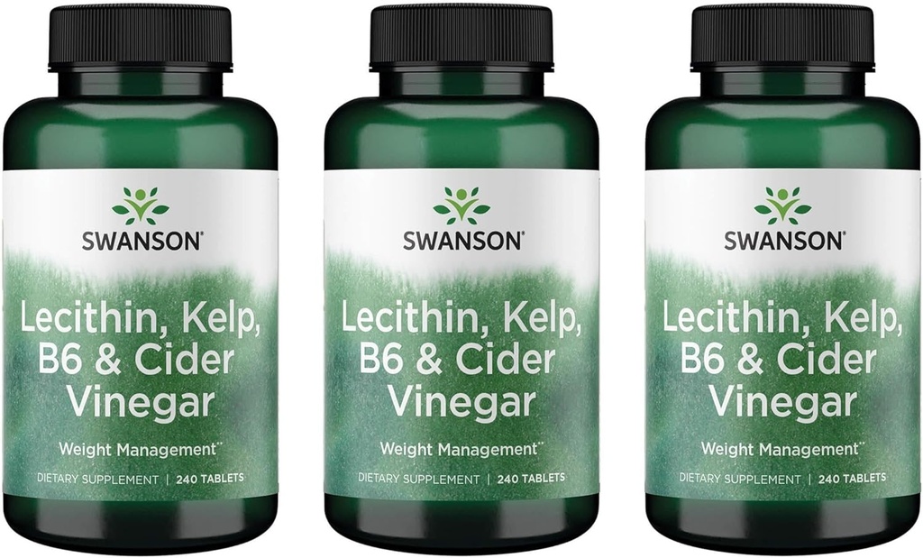 Swanson Lecithin Kelp B-6 & Cider Vinagre 240 tabs (3 embalagens)
