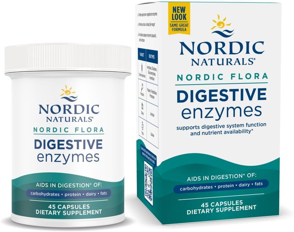 Naturals Nórdico Enzimas Digestivas Flora Nórdica - 45 Cápsulas - Função Digestiva, Otimiza a disponibilidade de nutrientes - Não-GMO - 45 Servimentos