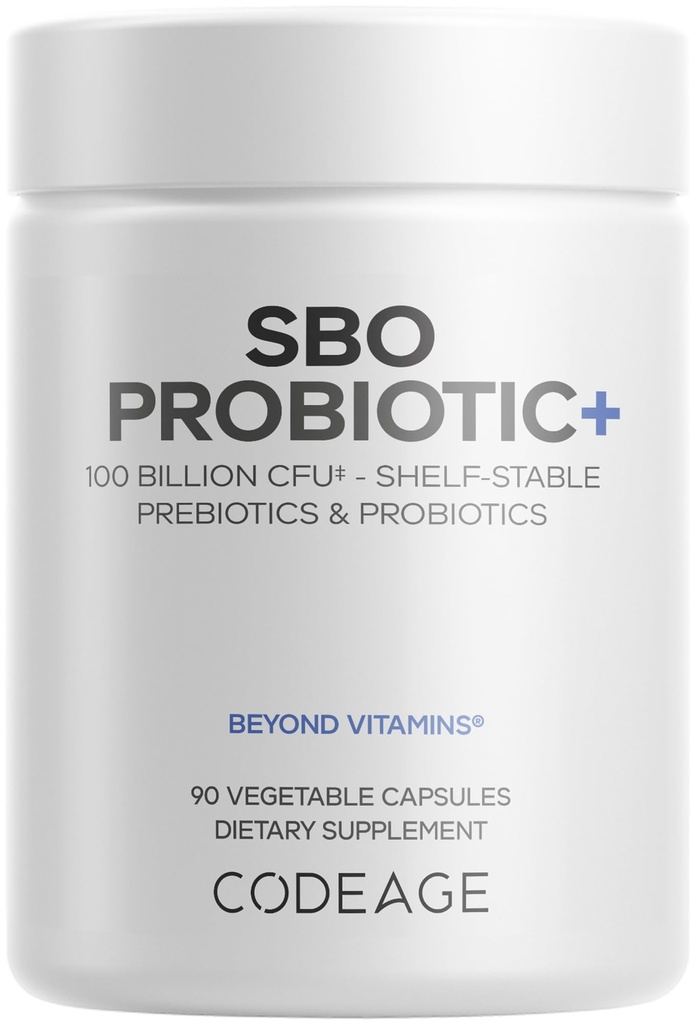 Codeage SBO Probióticos, 100 bilhões de UFC por serviço, Multi Strain Soil Based Organisms Mistura e mistura botânica fermentada orgânica, prateleira-estável, 90 cápsulas