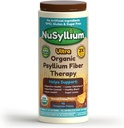 NuSylium Ultra Psyllium Husk Powder, USDA Organic, 10.7 Oz, Suplemento de fibra de Keto-Friendly sem açúcar, Promove saúde digestiva* Laranja, 42 Servings