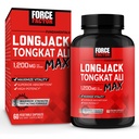 Fator de força Longjack Tongkat Ali Max para homens, resistência masculina e suplemento de vitalidade feito com Tongkat Ali Extract e ingredientes naturais chave para Absorção Superior, 1200mg, 60 cápsulas