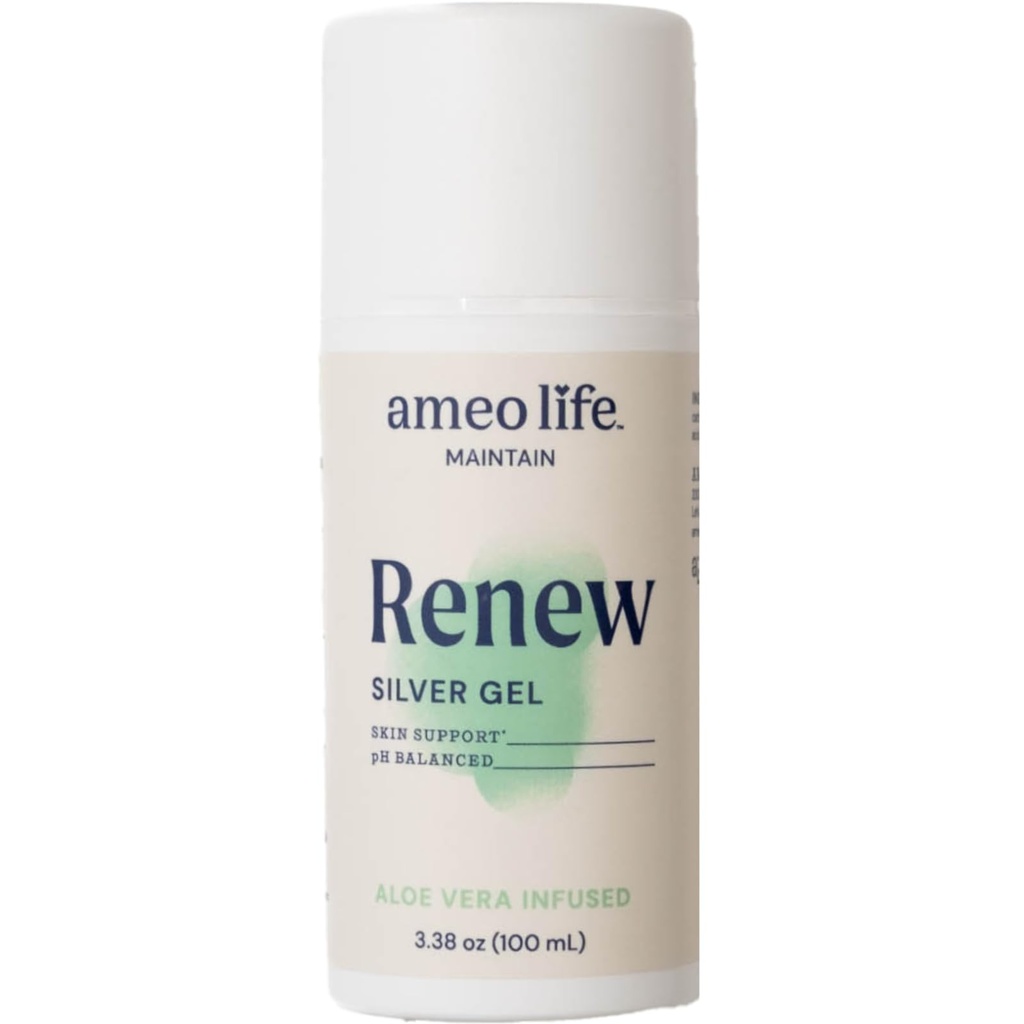 Gel de prata coloidal de Ameo Life para cuidados com a pele com Aloe Vera - 30ppm Gel de cuidado de ferida fornece cuidados de feridas para cortes, raspas e queimaduras - Fórmula suave para pele saudável (3,38 oz)