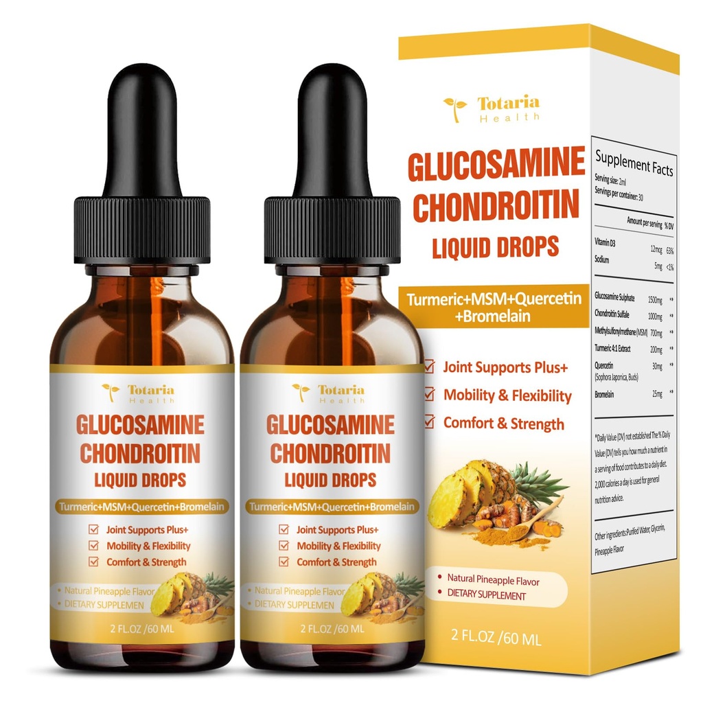 (2 embalagens) Glucosamina Condroitina HSH Apoio à Saúde Conjunta - Suplemento de Sulfato de Condroitina Açafrão, Quercetina, Bromelaína, HSH Óleo